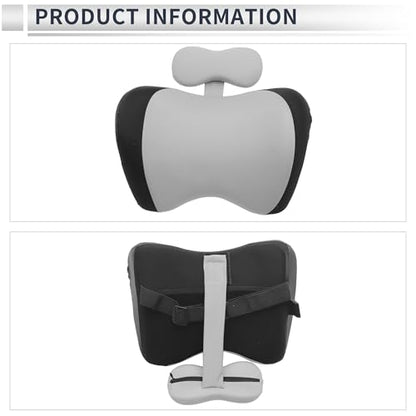 Car Headrest Pillow Ergonomic Comfortable Neck Support Pillow Milk Silk Fabric and Memory Foam Bandage Adjustable Width Black and Grey Set of 1 - color: Black Gray