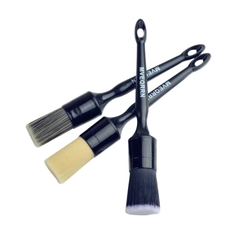 MVEQRRN 3pcs Car Detailing Brush Set-1pcs Boars Hair Car Detailing Brushes,1pcs Ultra Soft No Scratch Detailing Brush for Air Vent,Leather Seat 1pcs Detail Brushes car Detailing for Interior Exterior - color: 3pcs car detailing brush (AS PICTURES)