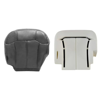 Priprilod #122 Dark Gray Leather Driver Side Bottom and Foam Cushion Replacement Seat Cover Compatible with Chevy Silverado Tahoe Suburban Avalanche GMC Sierra Yukon 1999 2000 2001 2002 - color: Dark Gray