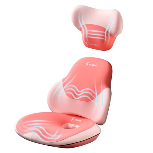 FLORICH Seat Cushion and Lumbar Support Pillow for Office Chair Car Neck Headrest Pillow Memory Foam Seat Pads Pressure Relief Back Cushion and Carseat Pads(Pink) - color: Pink, size: 3 piece