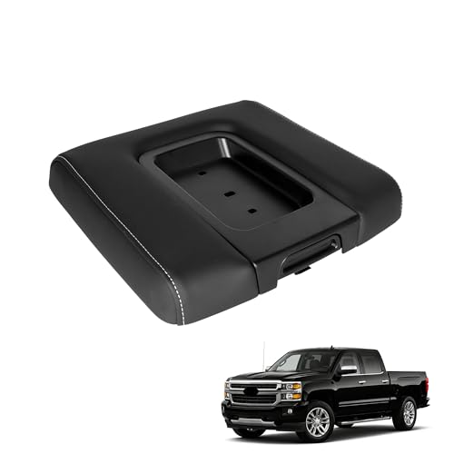 Front Seat Center Console Armrest Lid Black Leather Compatible with Chevy Silverado Suburban Tahoe 2014-2020, GMC Yukon XL Sierra, Cadillac Escalade Replace OE 22881398