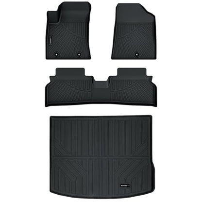 Auxko All Weather Floor Mats Cargo Mat for Hyundai Kona EV 2026 2025 2024 TPE Liners Accessories Guard Odorless Anti-Slip Floor Liners Trunk Liner Black - size: kona ev|2024-2025|floor+cargo mats