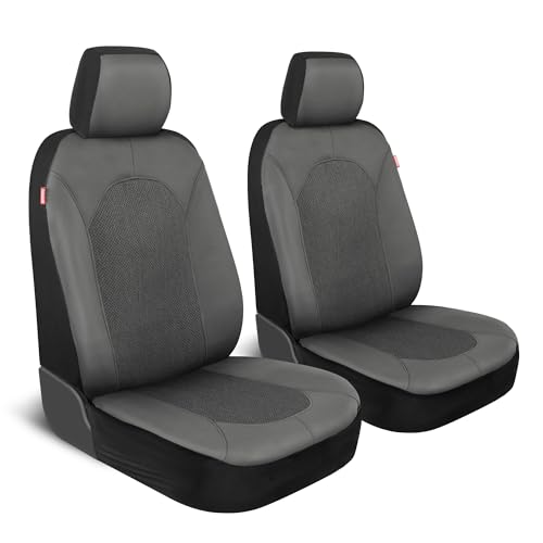 Motor Trend Charcoal Gray Car Seat Covers Set - 2 Front Seats – Spill-Proof Neoprene CarSeat Cover Protector for Cars – Automotive Interior Car Accessories for SUV & Small Trucks – Semi Universal Fit - color: Gray
