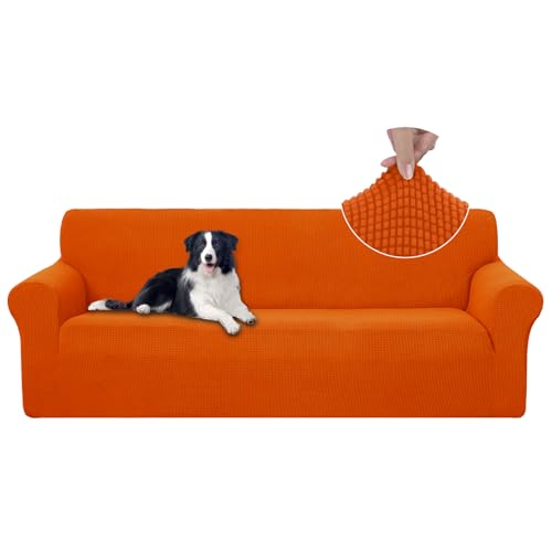 U-NICE HOME 4 Seater Stretch Couch Cover Sofa Cover Washable Sofa Slipcover Furniture Protector for 3 Cushion Couch Sofa Pet Friendly, Orange - color: Orange, size: Xxl Sofa