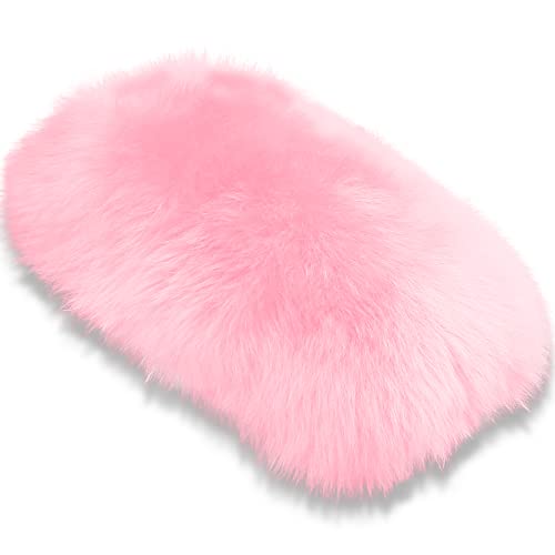 Andalus Brands Pure Australian Sheepskin Fluffy Car Center Console Cover, Luxurious Non-Shedding Furry Arm Rest Cover for Car, Versatile for All Seasons, Pink - (11.47" X 6.3") - color: Pink