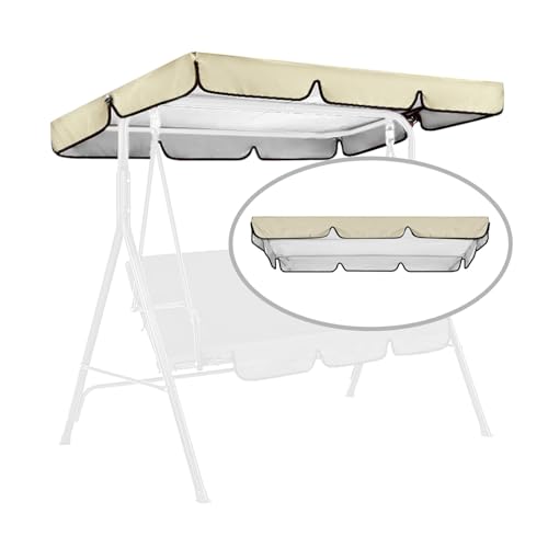 Swing Canopy Replacement for Outdoor Patio Swing Chair 2/3 Seater Waterproof Porch Swing Seat Canopy Cover Garden Hammock Top Cover for Seat Furniture, Canopy only (Beige, 75×52×5.9 Inch) - color: Beige, size: 75×52×5.9 Inch