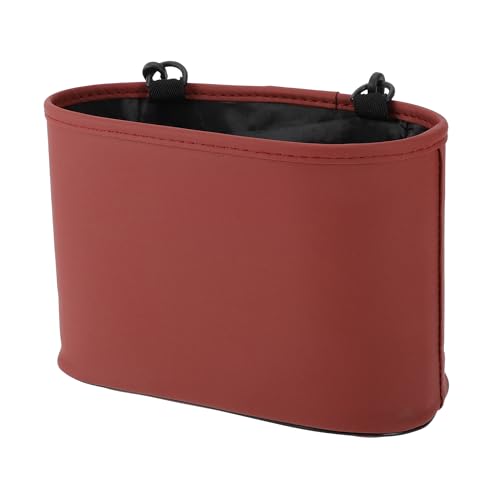 Car Trash Can Portable and Hanging 10.2" Length 4.3" Width 6.7" Height Trash Bin Faux Leather Wine Red 1 Pcs - color: Wine Red