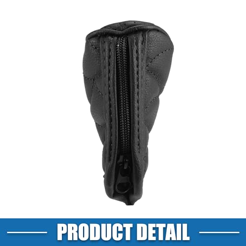 2.3'' Width Car Shift Knob Cover Sleeve Zipper Style Universal Interior Shift Gear Cover Trim Accessories Decorative Faux Leather Black