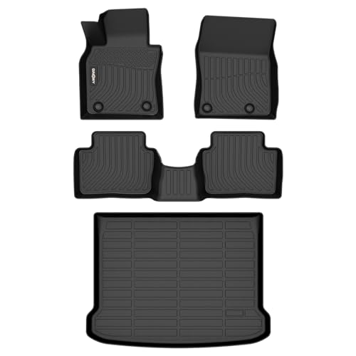 GINOWY- Floor Mats & Cargo Liner for Mazda 3 FWD 2019-2025 2026 Only for Hatchback, TPE All Weather Protection Car Mats for Mazda 3 Non-Slip Trunk Mat Waterproof Heavy Duty Accessories Black - style: 36) for Mazda 3 Hatchback 2019-2026 Full Set