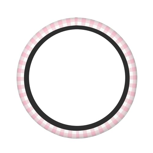 Thickened Elastic Steering Wheel Cover, Girly Pastel Pink Gingham Plaid Ultra, Soft, Breathable, Fit for Cars, SUVs, Trucks, Stylish Comfortable Grip - color: Girly Pastel Pink Gingham Plaid
