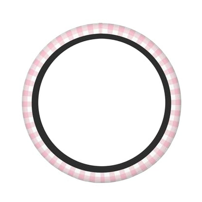 Thickened Elastic Steering Wheel Cover, Girly Pastel Pink Gingham Plaid Ultra, Soft, Breathable, Fit for Cars, SUVs, Trucks, Stylish Comfortable Grip - color: Girly Pastel Pink Gingham Plaid