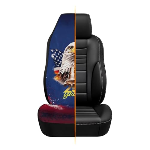 Eagle American Flag Print 2 Pcs Car Front Seat Cover, 250th Anniversary Non-Slip Car Front Seat Covers Airbag Compatible, Universal Fits Auto Interior Accessories for Most Cars SUV Truck - color: Blue - Eagle American Flag 250th Anniversary