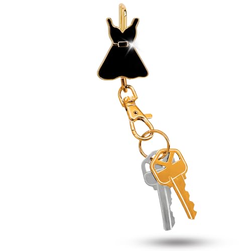 Women’s Bag Charm Key Finder, Car Keychain Hook, Cute Purse Organizer & Tote Bag Accessories, Gifts for Mom - Original - color: Gold & Black Dress