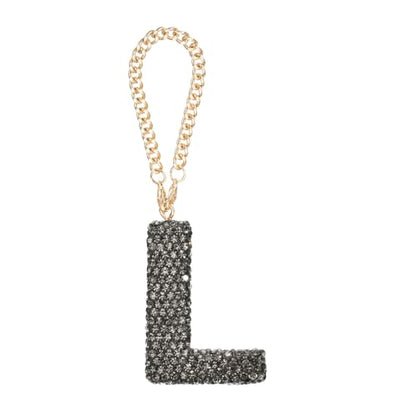 MECCANIXITY Bling Car Letter Charm, Initial L Letter Interior Car Rear View Mirror Decoration Hanging Crystal Ornaments for Women Bags Water Cup DIY Craft, Gray - style: L Letter