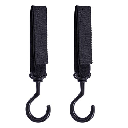 Wisdompro Car Seat Headrest Hook, 2 Pack Multi-Purpose Hanger for Handbag, Purse, Coat, Clothes & Grocery Bag - Black