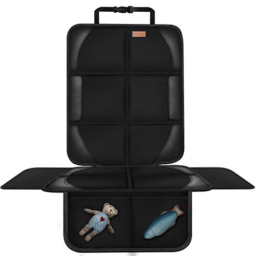 Car Seat Protector Covers for Child Car seat mat, 600D Waterproof Non-Slip with Storage Pockets, Cushion Protectors Large Size, Prevent Dirt Scratches (Black 2)