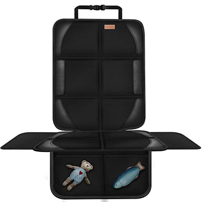 Car Seat Protector Covers for Child Car seat mat, 600D Waterproof Non-Slip with Storage Pockets, Cushion Protectors Large Size, Prevent Dirt Scratches (Black 2)