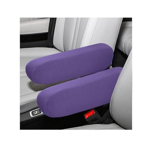 KVAEY 2 PCS Car Front Seat Armrest Covers, Elastic Fabric Stretch Car Seat Armrest Protectors, Soft Front Seat Armrest Cover Replacement, Universal Vehicle Accessories for Cars (Purple) - color: Purple