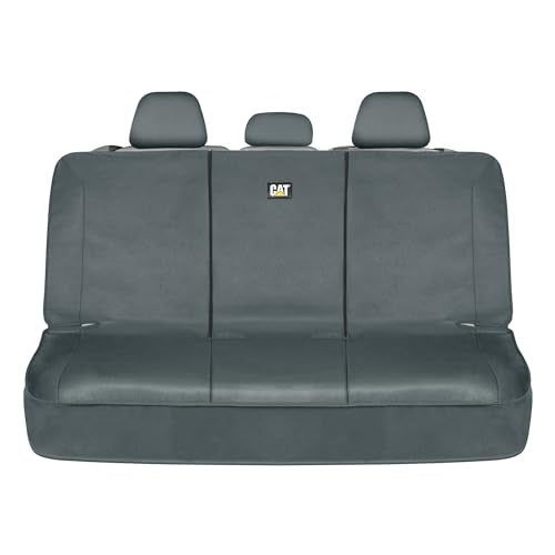CAT Flexfit Gray Rear Seat Cover for Cars, SUVs & Mid-Size Pickup Trucks - Durable 60/40 Split Rear Bench Seat Protector, Back Seat Cover, Interior Auto Accessory, Not for Full-Size Pickup Trucks - color: Rear Seat Solid Gray, style: Rear Seats
