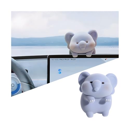 Car Cute Furry Animal Rear View Mirror Ornament, Funny Baby Elephant Figurines Vehicle Center Screen Dashboard Decoration, Automotive Interior Decor Pendant, Universal for SUV, Truck, RV - color: Blue, size: Elephant