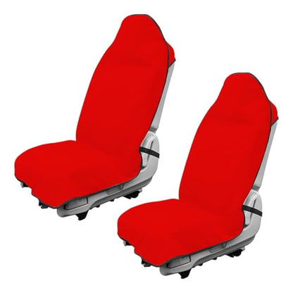 2PCS Car Towel Seat Cover, Waterproof Sweating Non-Slip Premium Soft Towel Carseat Protector, Universal Machine Washable Car Truck SUV Front Seat Cover for Gym Workout Beach Hiking (Red) - color: Red, 2pcs, Front