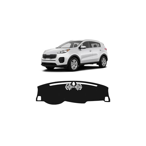 KUST Black Dash Cover Compatible with Kia Sportage 2017-2022 Dashboard Cover Accessories for Sportage Non-Slip Polyester Dashboard Mat Custom Fit Center Console Sunshield Protector No Glare - size: For Sportage 17-22
