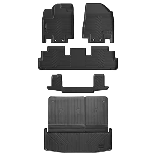 Auxko All Weather Floor Mats Cargo Mat Back Seat Mat Fit for Nissan Pathfinder 7 Seat 2026 2025-2022 TPE Floor Liner Trunk Mat Pathfinder Accessories All Season Odorless Anti-Slip Black - size: 1) pathfinder 7p|2022-2026|all set
