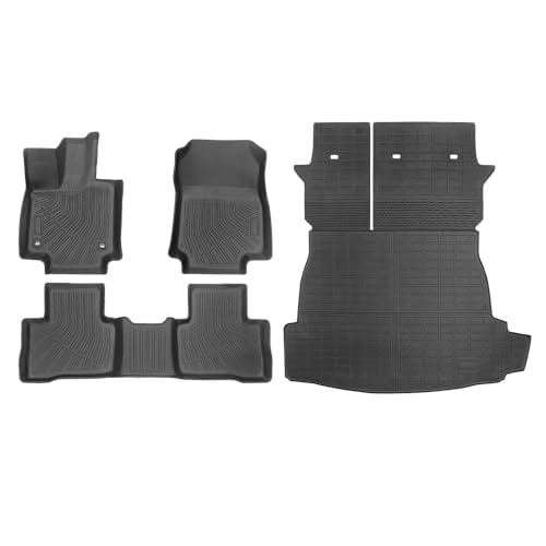 Custom Floor Mats & Cargo Liner for 2025 Toyota RAV4 PHEV (Plug-in Hybrid), All-Weather TPE Liners with Backrest Mats, 3D Laser Scanned for 2025 RAV4 New Generation, Black - size: For 2025 Rav4 PHEV 4Pcs