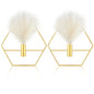 2 Pcs Boho Wall Decor Metal Gold Wall Art Hanging Planters with Artificial Pampas Modern Home Decor Display Art for Living Room Bedroom Bathroom(Hexagon) - style: Hexagon