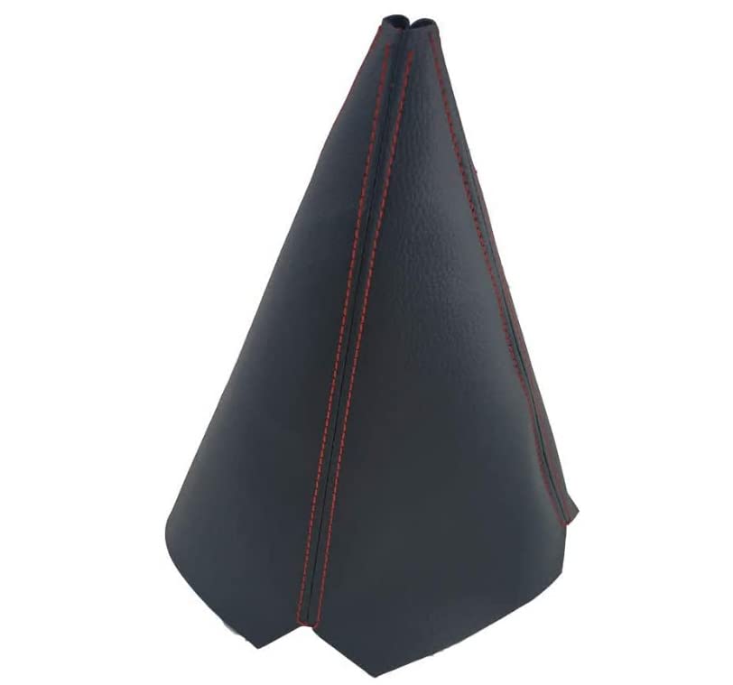 Universal Car Shift Knob Boot Dust Cover, Shift Boot Cover, Made of Black Pu Leather with Black and Blue Seams (Red)