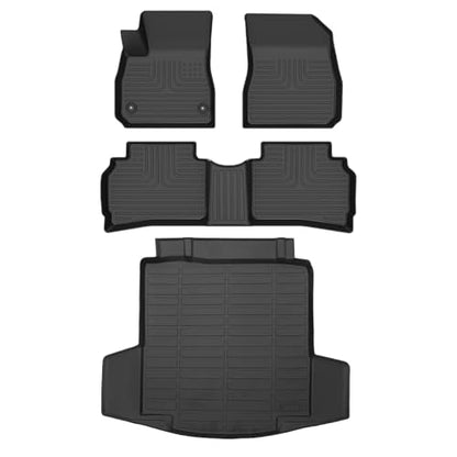 Wayhigh® Floor Mats & Cargo Liner for 2016-2024 2025 Chevy Malibu (Not Fit Hybrid) Custom Fit All Weather TPE Heavy Duty Car Mats Chevy Malibu Accessories - Black - style: 5) For Chevy Malibu / 2016-2025 / Mats Set
