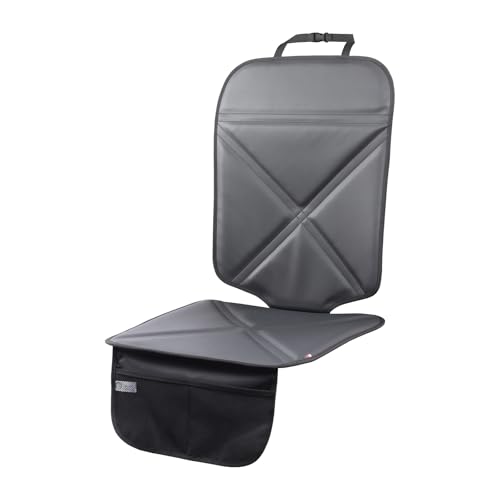 Viaviat Car Seat Protector Leather Waterproof Child Safety Seat Protector Cover with Thick Pad and 2 Large Pockets Durable Kick Mat for All Auto Seat (Black) - color: black