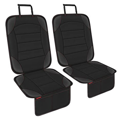 Car Seat Protector for Child Car Seat - Waterproof Non-Slip Leather Mat with 2 Mesh Pockets, Universal Seat Cover for Baby, Pets & Vehicles(2-Pack,Black) - color: 2 Pack Black