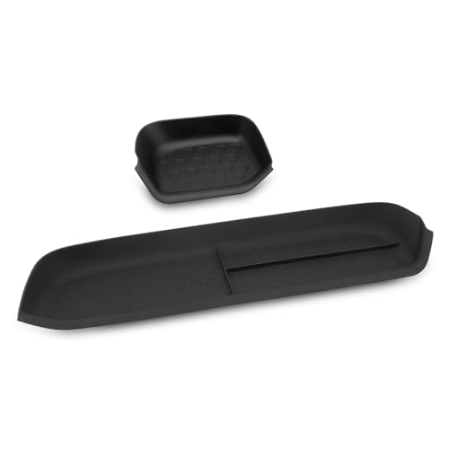 PIFOOG Driver Storage Organizer Tray Fit for Toyota RAV4 2025 2024 2023 2022 2021 2020 2019 Passenger Glove Box Strorage Organizer Mat Car Interior Center Console Accessories Silicone Black 2PCS - style: Driver Storage Tray+ Glove Box Organizer Tray