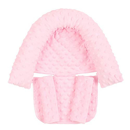 Baby Head Support and Strap Covers - Infant Head Support Pillow Super Soft Head and Neck Pillow for Car Seat Baby Headrest and Carseat Neck Cover,Light Pink