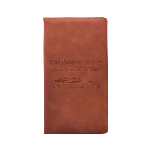 Car Registration and Insurance Card Holder - Vehicle Glove Box Document Organizer - Premium PU Leather Wallet Case - Driver License - Coffee - color: Coffee