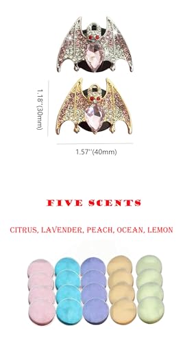 New Bat Aromatherapy Car Decoration Clip Car Air Vent Decorative Fragrance Bat Rearview Mirror Pendant Ambience Decoration Pendant (Gold Bat & Silver Bat) - size: Gold Bat & Silver Bat