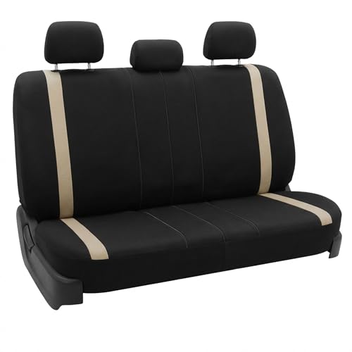 FH Group Car Seat Cover for Back Seat Beige Seat Cover Universal Fit Rear Seat Cover Split Bench Cosmopolitan Cloth Car Seat Protector for Dogs and Kids, Car Interior Accessories for SUV, Sedan & Van - color: BEIGE, size: REARSET