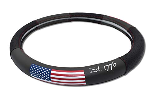 Elektroplate USA Flag Premium Steering Wheel Cover - Large Size - Fits SUVs and Trucks with Diameter 15.5” to 16.2” - size: Large - 15.75"