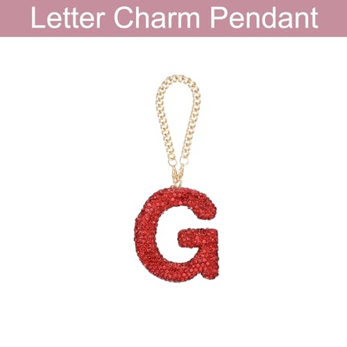 MECCANIXITY Bling Car Letter Charm, Initial G Letter Interior Car Rear View Mirror Decoration Hanging Crystal Ornaments for Women Bags Water Cup DIY Craft, Red - style: Letter G
