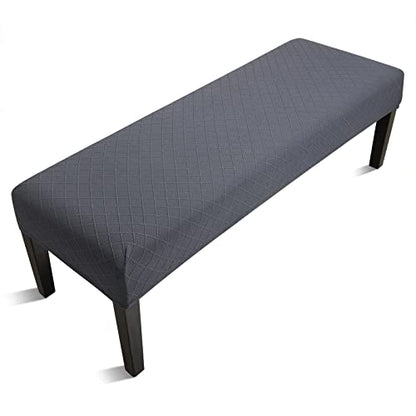 Fuloon Stretch Jacquard Dining Bench Cover - Anti-Dust Removable Bench Slipcover Washable Seat Cushion Protector for Bedroom, Kitchen, Hotel, Banquet (Gray) - color: Grey