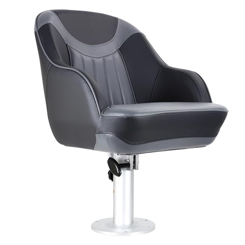 NORTHCAPTAIN Pontoon Boat Seat Captain Bucket Seat with Boat Seat Cover - color: D-Charcoal/Black