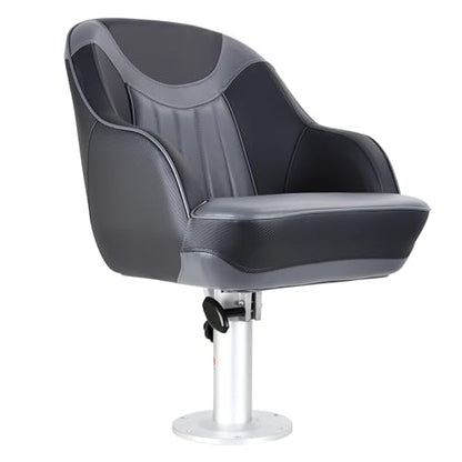 NORTHCAPTAIN Pontoon Boat Seat Captain Bucket Seat with Boat Seat Cover - color: D-Charcoal/Black
