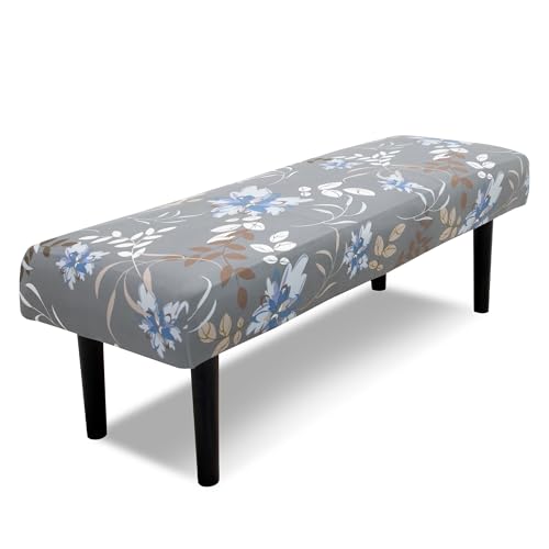 Stretch Bench Covers, Bench Seat Covers, Bench Cushions Covers, Printed Bench Seat Protector, Washable Bench Slipcover, Rectangle Bench Covers for Dining Room, Living Room, Kitchen (Flowers) - color: Flowers