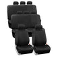 FH GRO Car Seat Covers PU Leather 3 Row 8 Seater Car Seat Covers, Airbag Compatible and Split Bench - Fit Most Car, Truck, SUV, & Van Solid Black - color: Black, style: 8 Seater