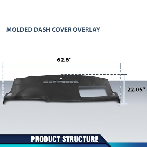 PIT66 Dash Cover Dashboard Panel Compatible with Chevy Avalanche Tahoe Suburban Silverado 2007-2014, Fit GMC Yukon/Yukon XL Sierra 2007-2014 (Fit Models W/o Dash Speaker & AMP) Instrument Panel TPE - size: 2007-2014 Silverado/Sierra (Black)