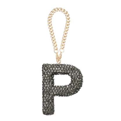 MECCANIXITY Bling Car Letter Charm, Initial P Letter Interior Car Rear View Mirror Decoration Hanging Crystal Ornaments for Women Bags Water Cup DIY Craft, Gray - style: P Letter