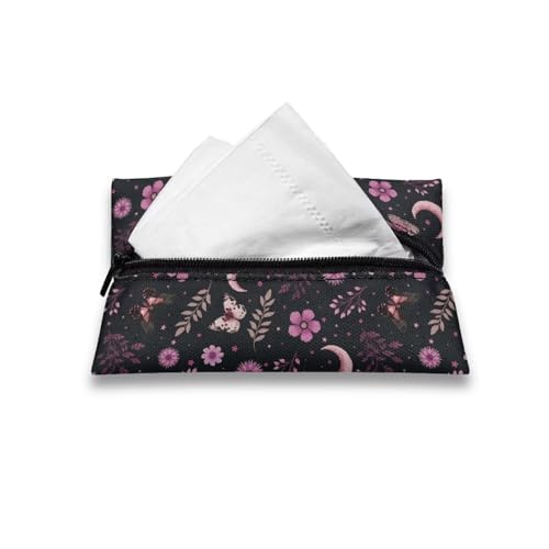 Butterfly Floral Purse Tissue Holder Reusable Travel Pouch for Women Girls - Mini Zipper Bag Easy to Install and Carry - Stylish Small Pocket Tissue Packs for Going Out - color: Butterfly Floral