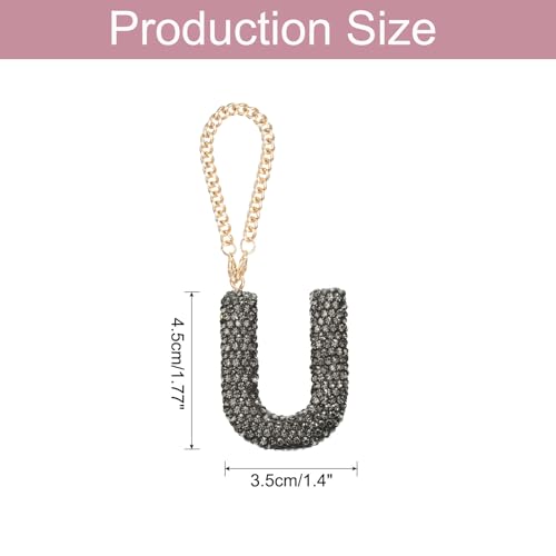 MECCANIXITY Bling Car Letter Charm, Initial U Letter Interior Car Rear View Mirror Decoration Hanging Crystal Ornaments for Women Bags Water Cup DIY Craft, Gray - style: U Letter