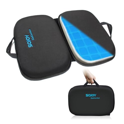 iGelComfort 3 in 1 Foldable Gel Seat Cushion Featured with Memory Foam (A Must-Have Travel Cushion! Smart, Easy Travel Cushion) (Size: 18.5“ x 15" x 2") - color: Black